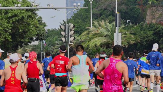 城市马拉松跑者慢动作