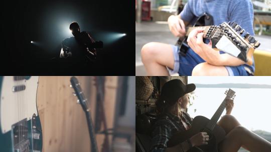 【合集】男人弹电吉他 弹吉他 吉他弹奏视频素材模板下载