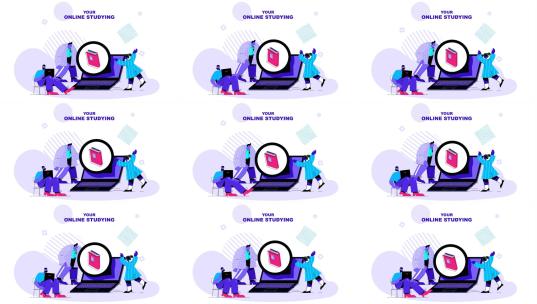 在线学习教育MG扁平卡通场景背景高清AE视频素材下载