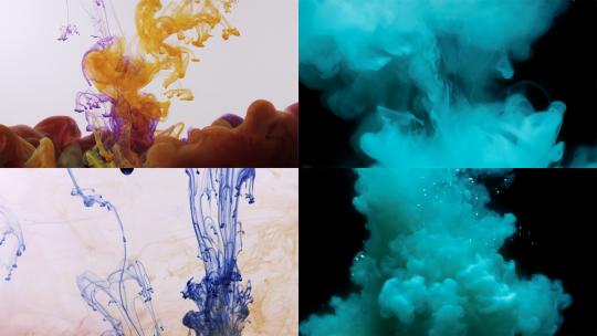 【合集】彩色颜料艺术碰撞融合混合流动视频素材模板下载