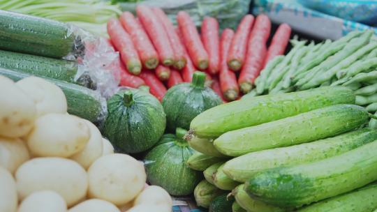 农贸市场新鲜蔬菜特写空镜
