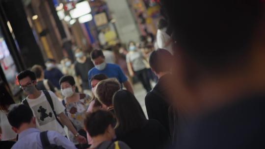 香港港岛中环马路人流繁忙镜头视频素材模板下载
