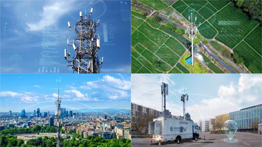 5G基站通讯塔信号传输视频素材模板下载