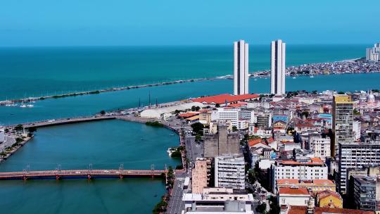 巴西东北部。巴西伯南布哥累西腓市中心的历史中心。