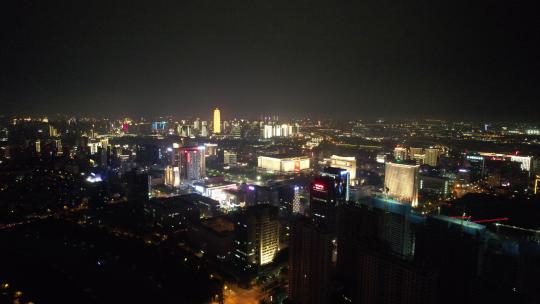 郑州会展中心夜景灯光航拍
