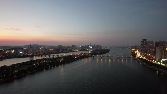 湖南长沙湘江大桥城市风光4k航拍