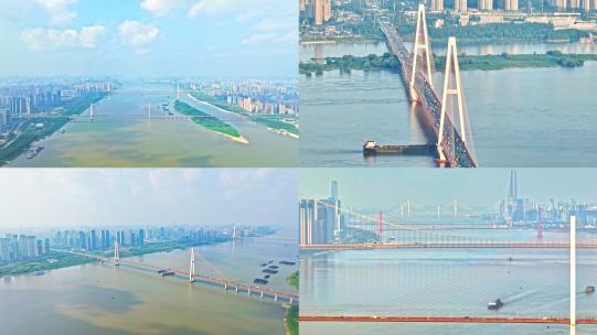 武汉白沙洲大桥航拍合集高清在线视频素材下载
