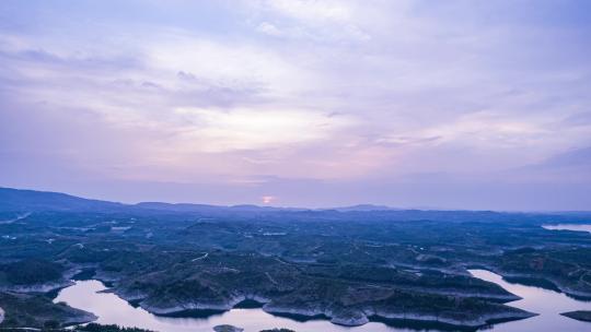 8K丹江口水库朝霞日出延时