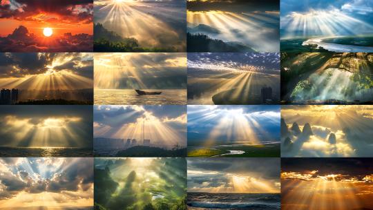 大好河山上帝之眼耶稣光丁达尔效应合集高清在线视频素材下载