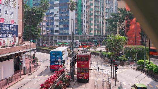 香港铜锣湾天桥下的叮叮车