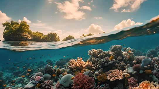 海洋海底世界热带鱼珊瑚海洋生物