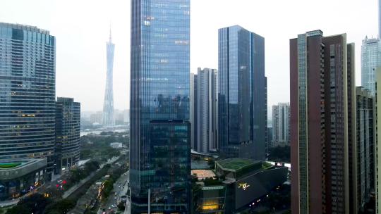 4K 航拍广州城市建筑天际线