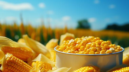 玉米粒健康食物有机农业水果玉米地高清在线视频素材下载