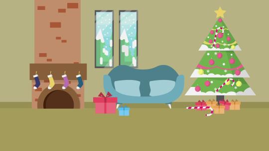 圣诞节圣诞快乐室内MG扁平卡通动画AE视频素材教程下载