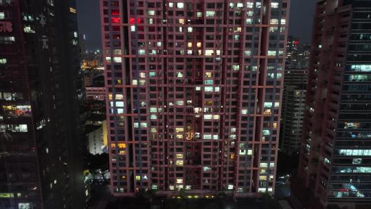 4K城市写字楼夜景航拍视频素材模板下载