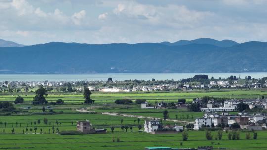 云南大理城市航拍空境农田村庄民宿航拍空境