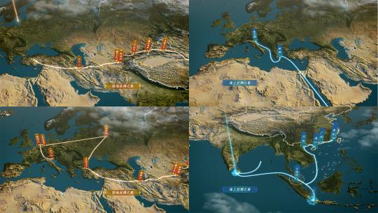 一带一路经济带无插件高清AE视频素材下载