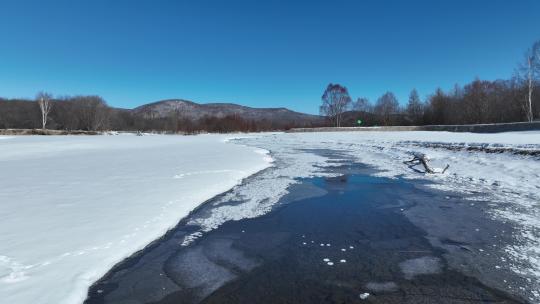 黑龙江源头之库都尔河初春开河雪景