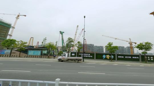 白天杭州市建设四路车左行车空镜
