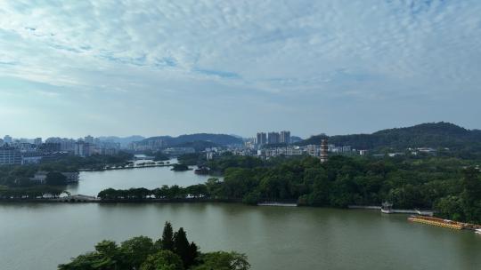 航拍广东旅游5A级惠州西湖景区自然风景