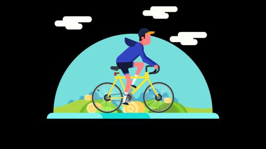 男子骑自行车mg循环动画视频素材模板下载