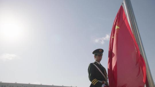 4K升国旗 实拍 逆光