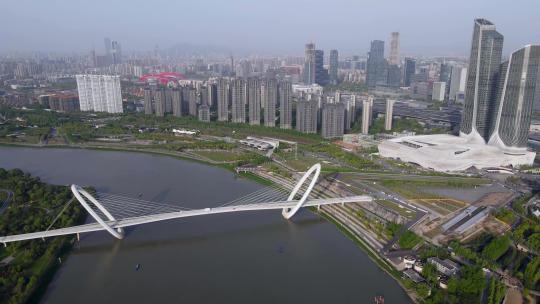 航拍江苏南京河西新城CBD建筑景观视频素材模板下载