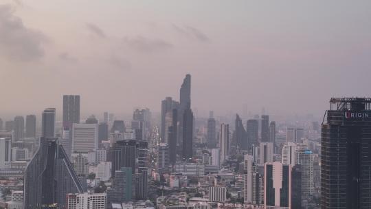 曼谷市中心曼谷和摩天大楼的航拍