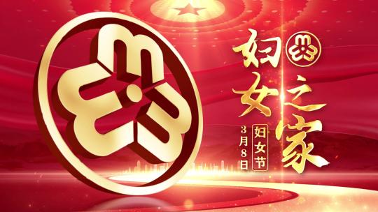 妇联38妇女节片头标题文字红色版