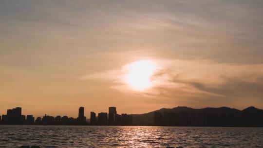 福建厦门海上日落晚霞夕阳延时