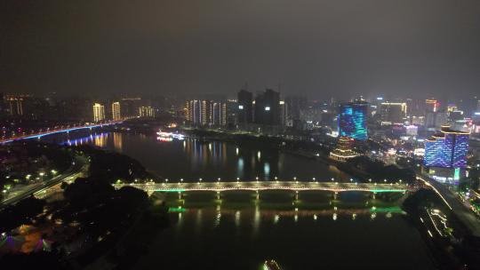 广西南宁城市夜景灯光航拍