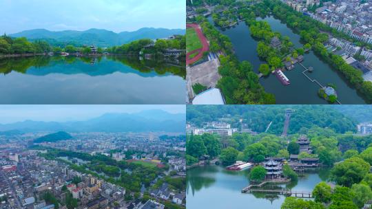 航拍浙江省临海市东湖台州府城风景区高清在线视频素材下载