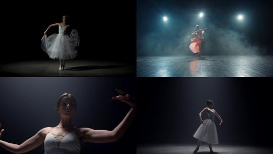【合集】聚光灯飘逸连衣裙芭蕾舞演员视频素材模板下载