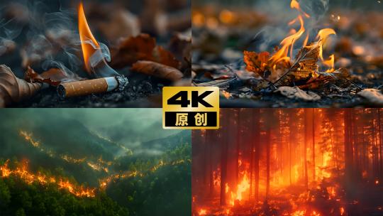 烟头引发森林火灾森林大火视频素材模板下载