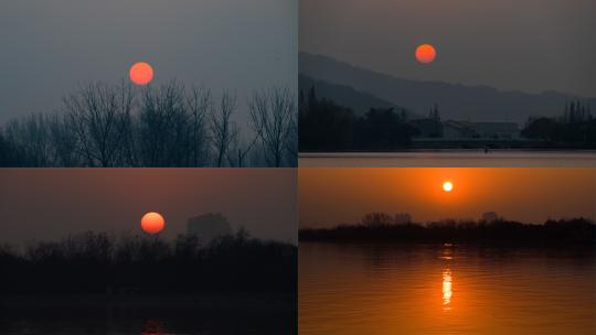 4K日出日落延时摄影夕阳落日金色湖面高清在线视频素材下载