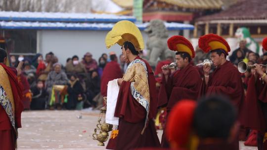 经幡 风  西藏  藏川佛教  法会视频素材模板下载