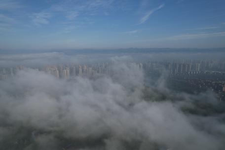雨过天晴 云雾缭绕 城市云海高清在线视频素材下载