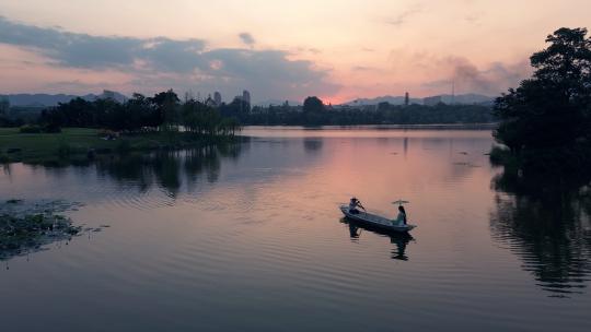 诗画浦江金狮湖日落美景