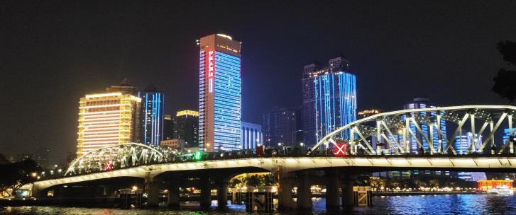 珠江夜景海珠桥视频素材模板下载