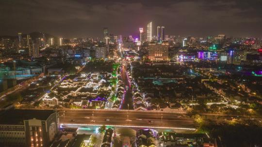 江苏无锡城市夜景航拍延时