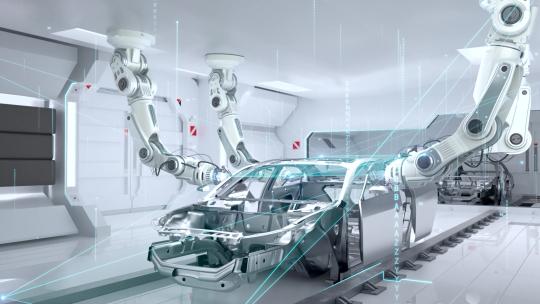 机械自动化生产车间 机械臂自动化汽车制造