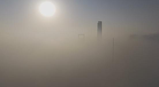 上海平流雾 城市风光航拍延时