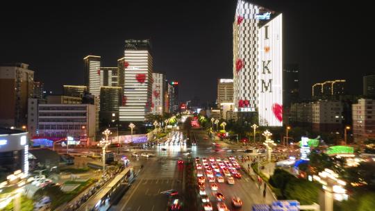 昆明北京路白云路夜景航拍