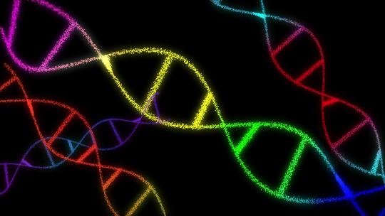 DNA 双螺旋医学背景 DNA 链发光 3D动画4K