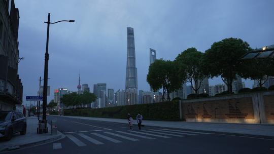 老码头看上海中心大厦视频素材模板下载