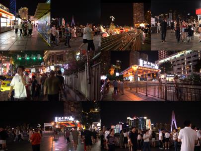 重庆城市洪崖洞街道热闹拥挤的人群