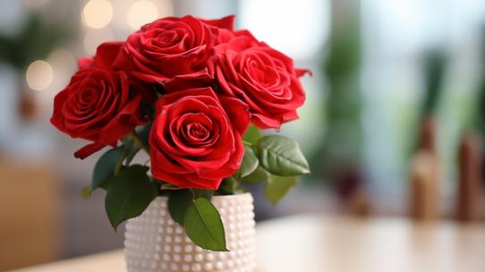 鲜花玫瑰花红玫瑰花束情人节礼物520绽放高清在线视频素材下载