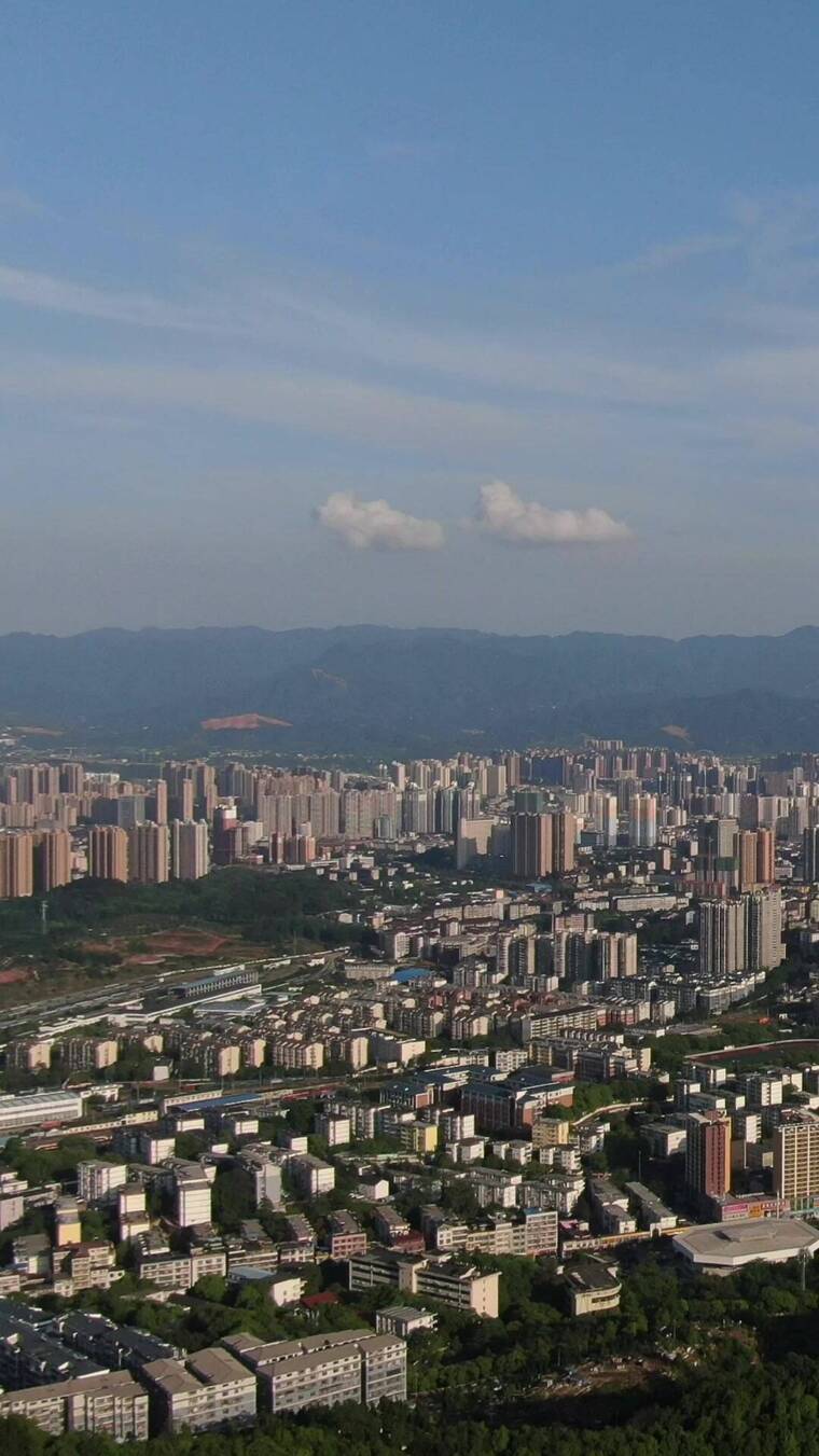 航拍湖南怀化城市全景