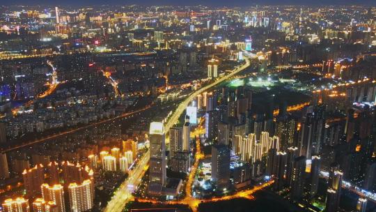 武汉汉口夜景航拍延时视频素材模板下载