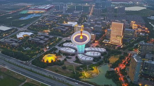 武汉未来科技城夜景航拍延时